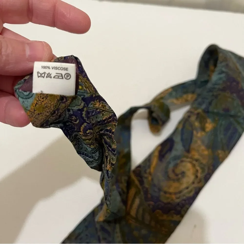 Havana Fashion Tie Rack Paisley Blue Green Viscose Mens Neck Tie Career